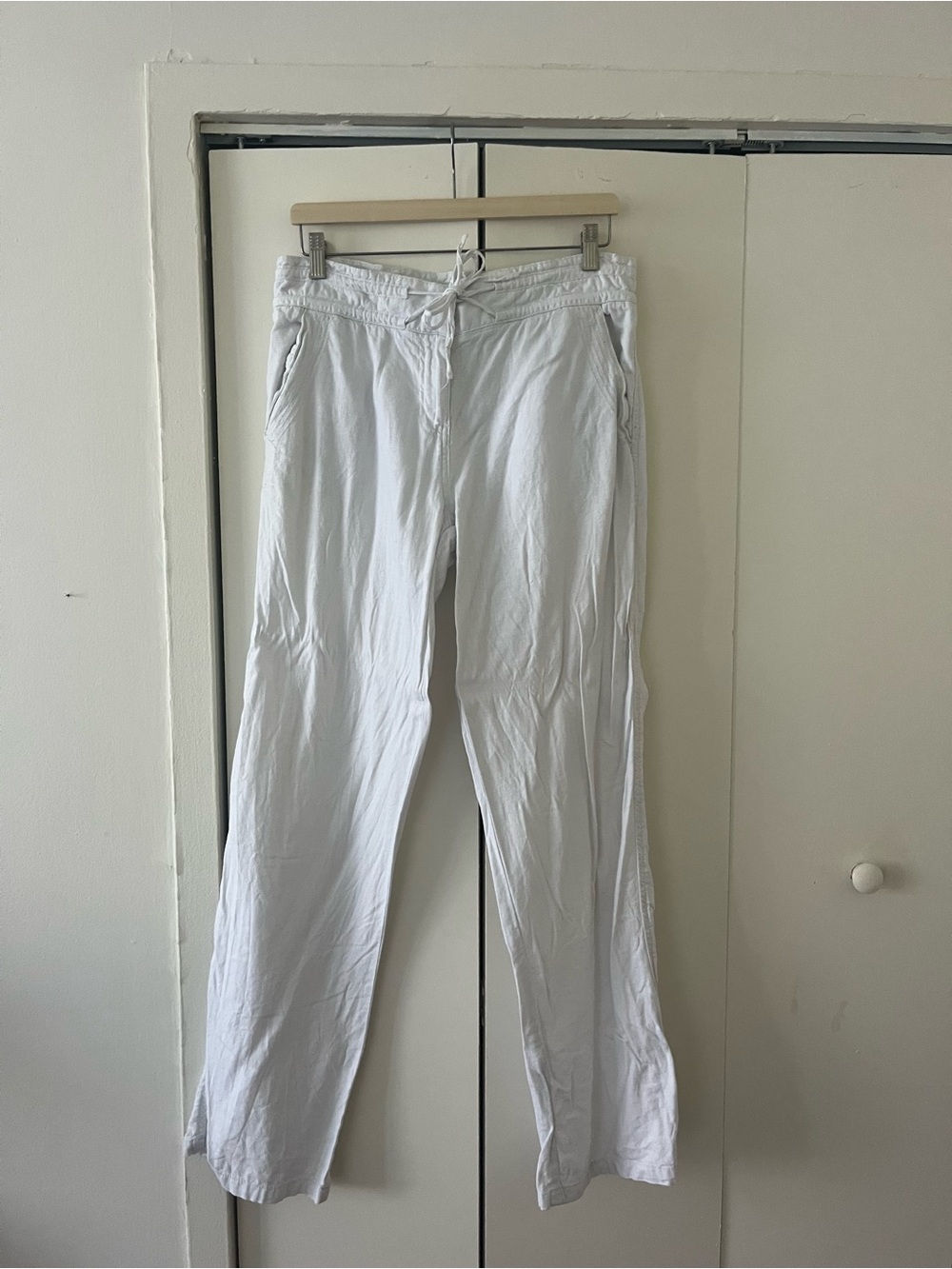 Women’s White Linen Pants – Drawstring Waist